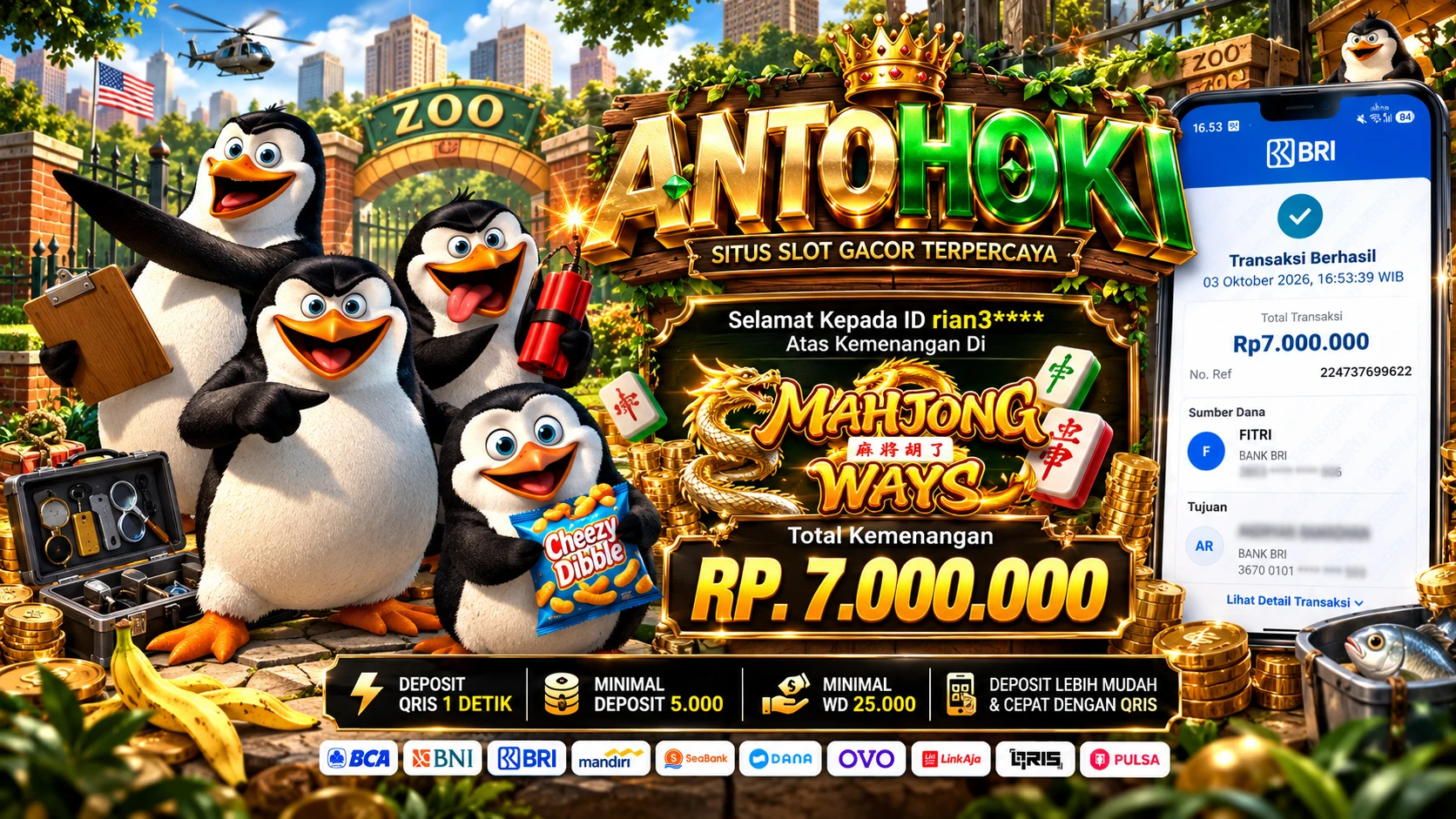 BUKTI WD JACKPOT Mahjong Ways RP 7.000.000 LUNAS
