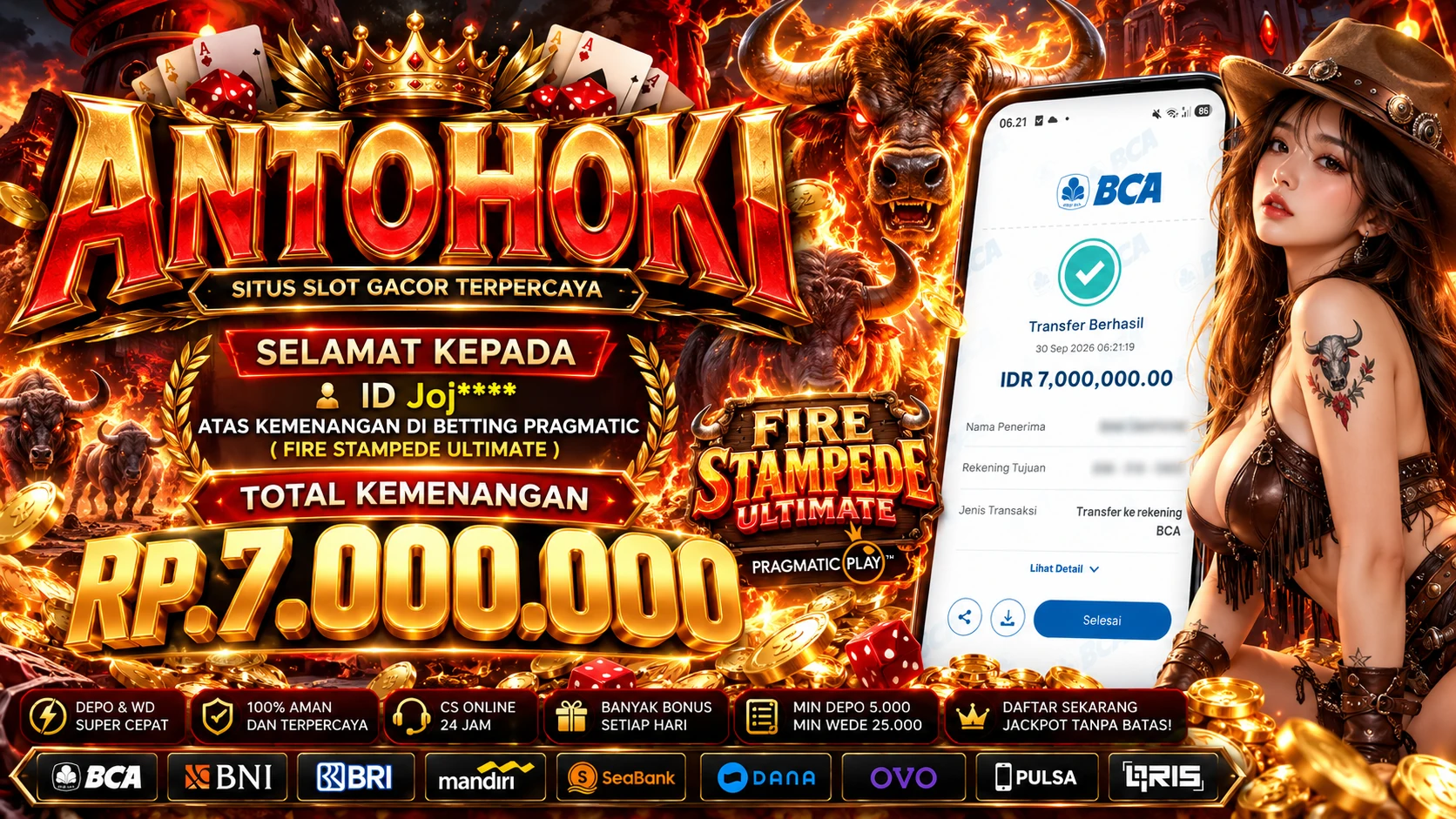BUKTI WD JACKPOT Betting Pragmatic (Fire Stampede Ultimate  RP 7.000.000 LUNAS